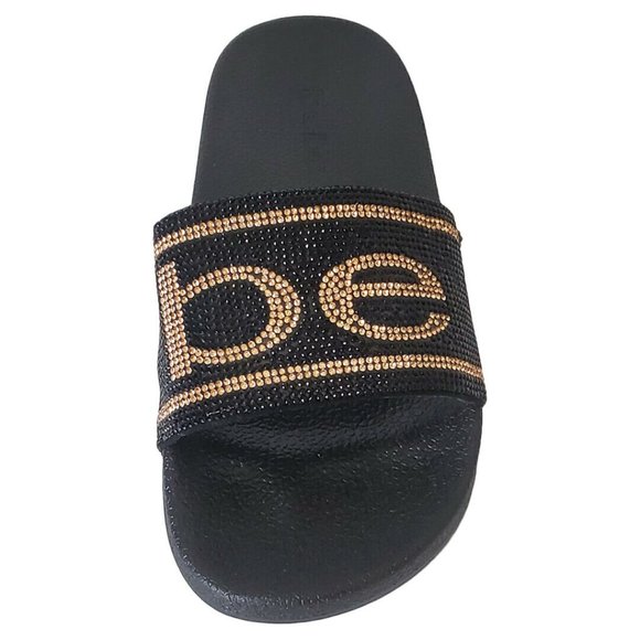 NWT BEBE WOMEN'S BLACK RHINESTONES SLIDES SANDALS - Picture 6 of 8